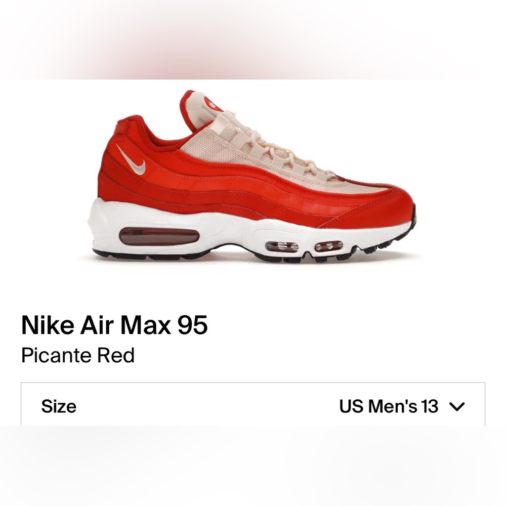 Nike Air Max 95 Red Sneakers, New Never Worn, No Original Box Sz 13M